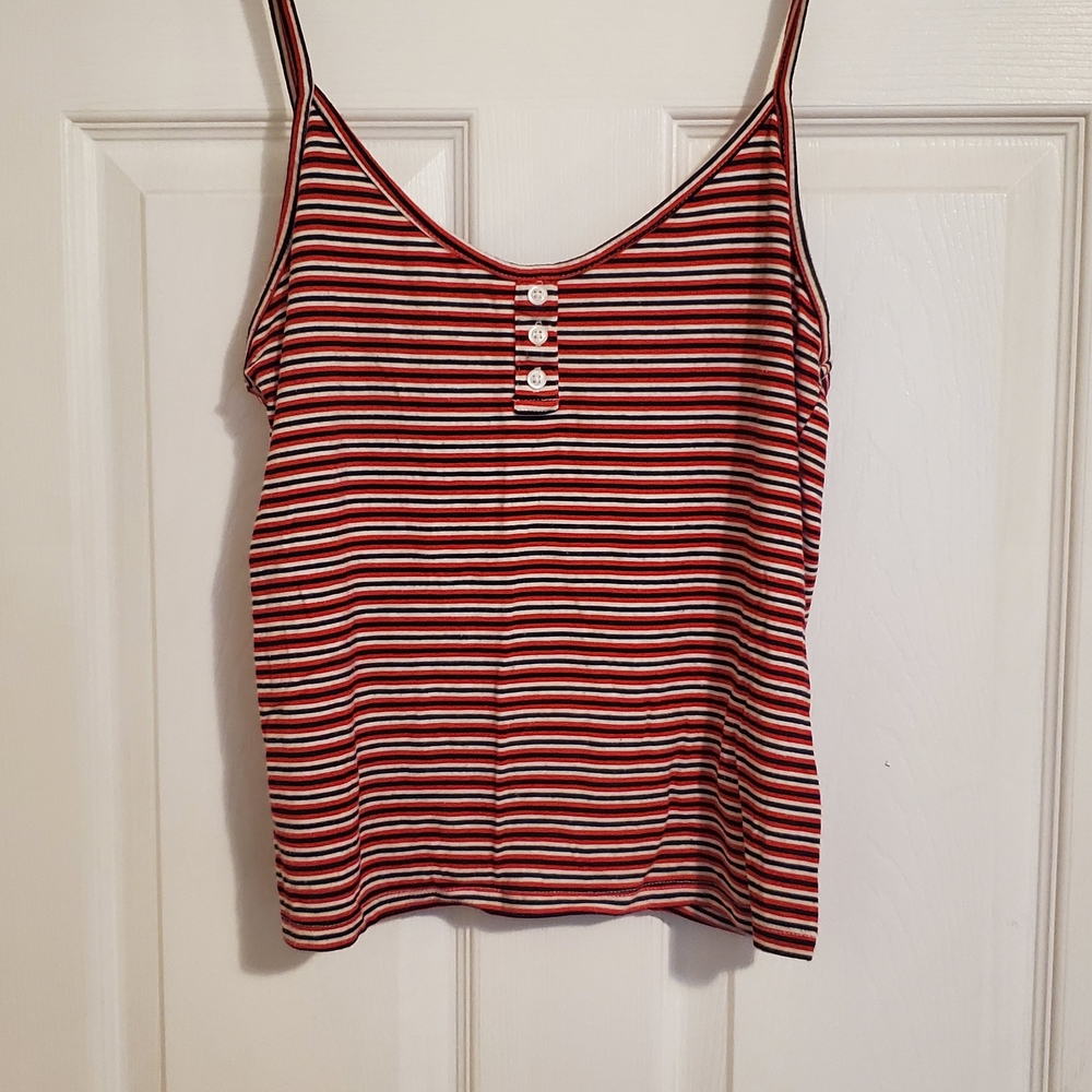 Ardene Red And White Striped Spaghetti Strap Camisole
